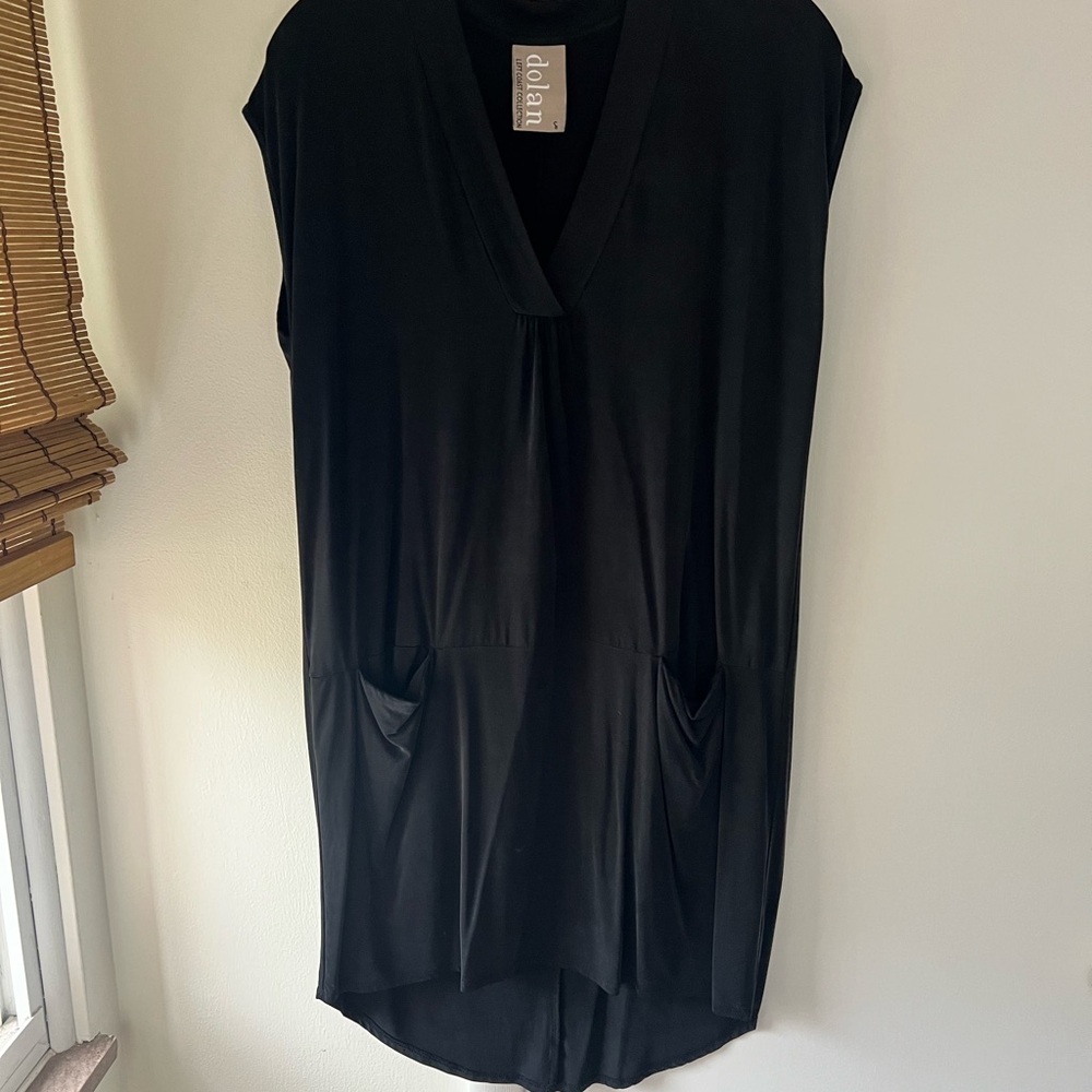 Dolan Black V-Neck Tunic Dress with Pockets